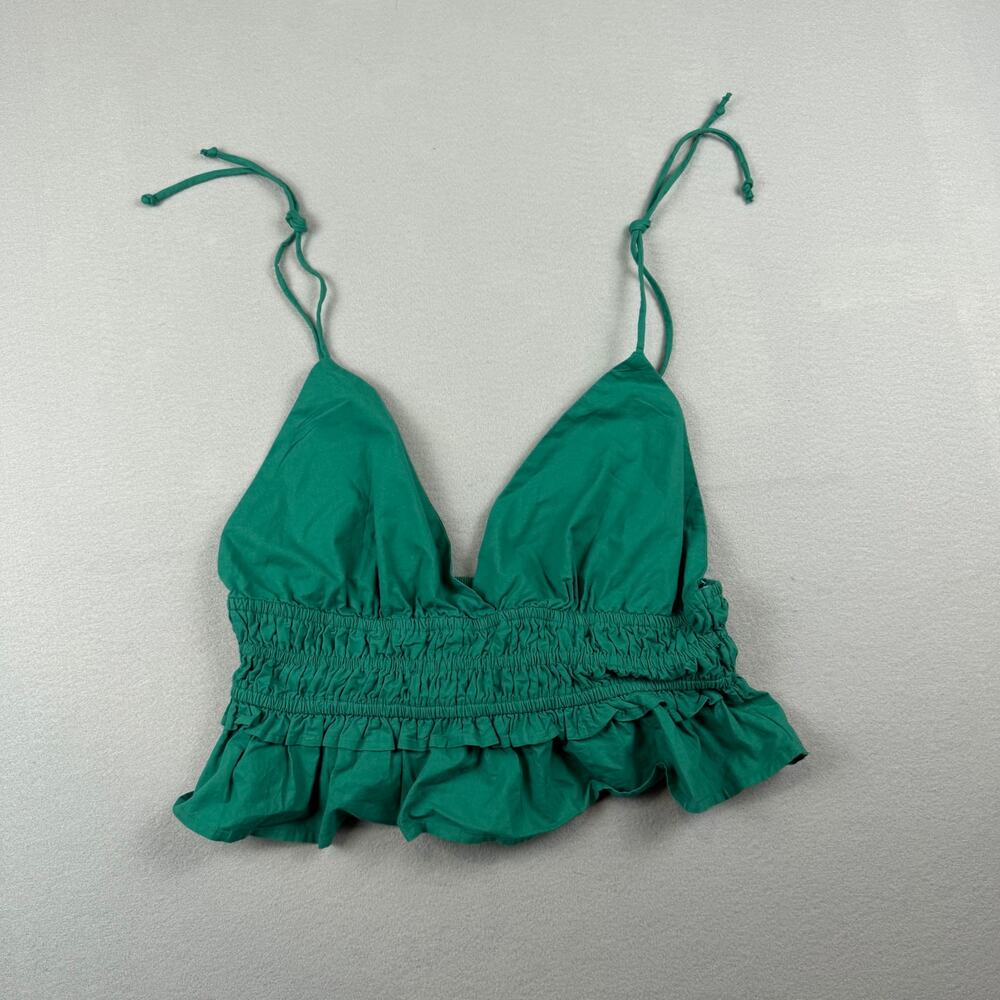 Sim & Sam Green Ruffle Peplum Cami Top XL